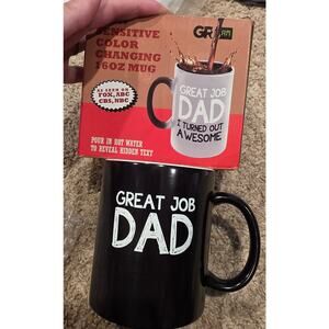 NIB GR8am "Great Job Dad" heat sensitive color changing 16oz mug